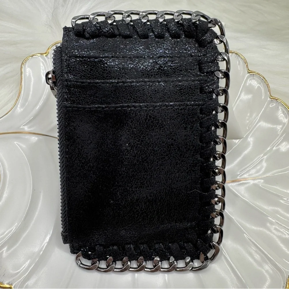 Shiny Black Material Card Holder Wallet
